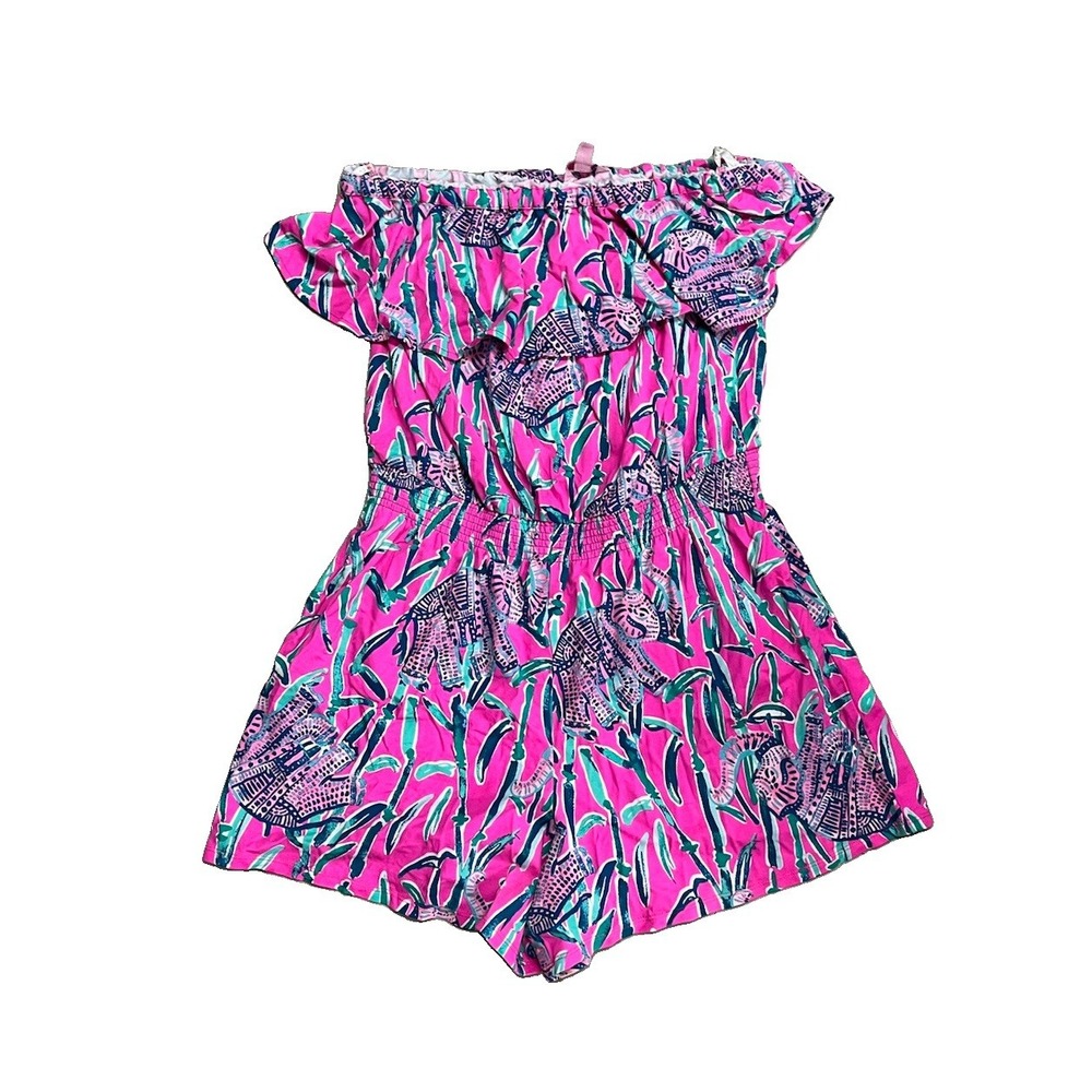 Lilly Pulitzer Anja Romper Large Mandevilla Pink Extra Lucky Elephant NWOT Boho